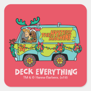 Scooby-Doo & Shaggy In The Holiday Mystery Machine Square Sticker