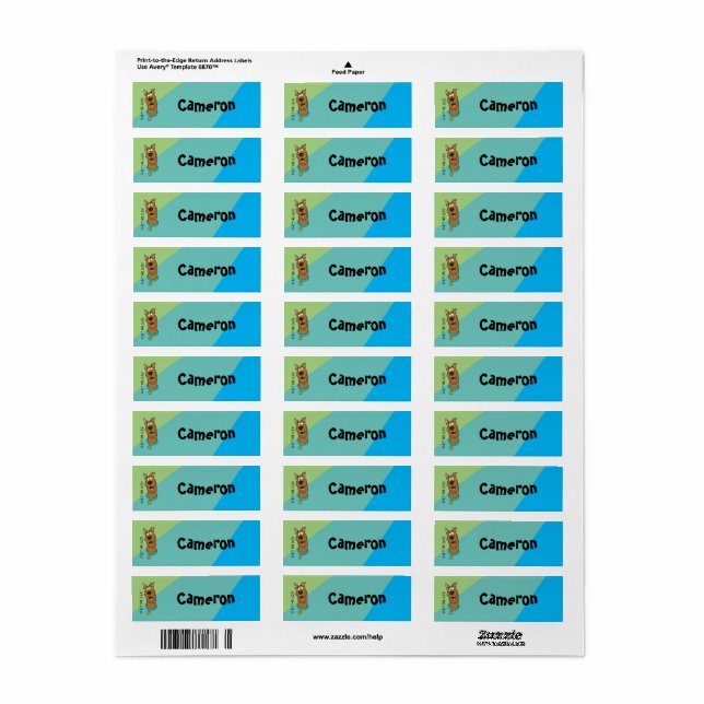 Scooby-Doo Smiling Face Kids' Label (Full Sheet)