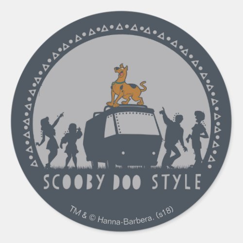 Scooby_Doo Style Tribal Van Silhouette Classic Round Sticker
