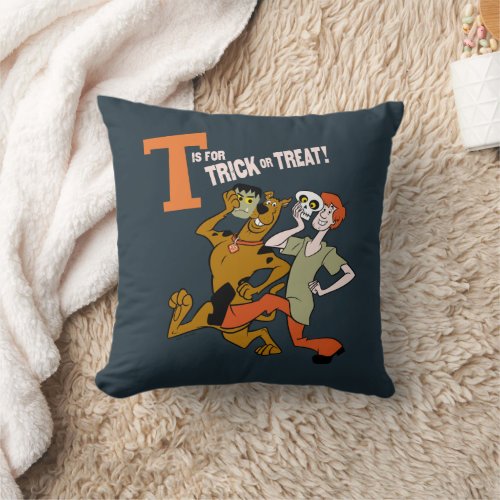 Scooby_Doo  T is for Trick or Treat Throw Pillow