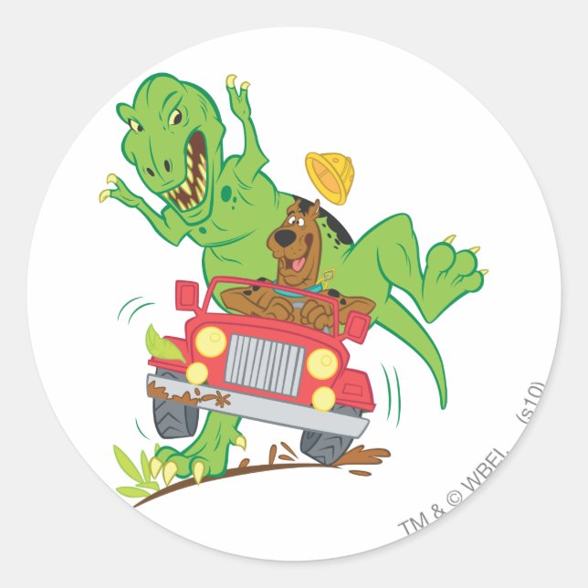 Scooby-Doo T-Rex Attack Classic Round Sticker (Front)