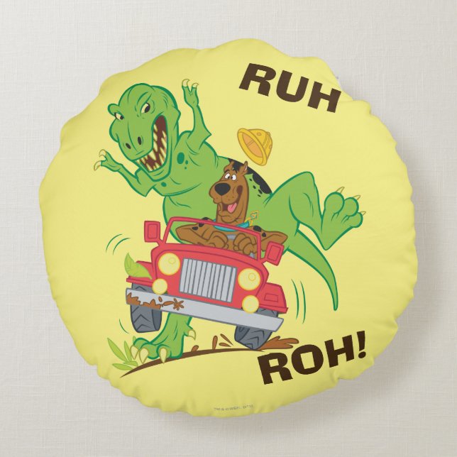 Scooby-Doo T-Rex Attack Round Pillow (Back)