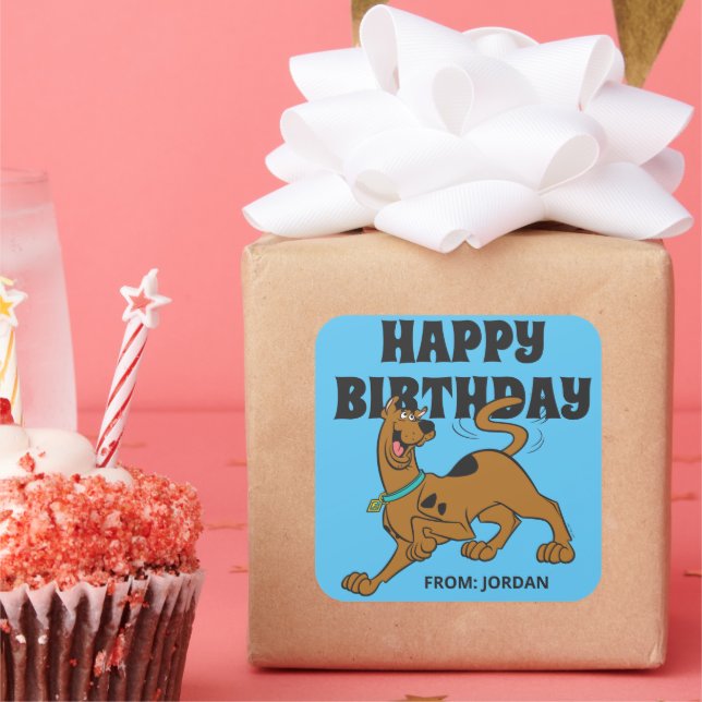 Scooby-Doo Tail Wag | Happy Birthday Square Sticker (Party)