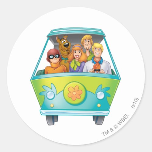 Scooby_Doo  The Gang Mystery Machine Airbrush Classic Round Sticker