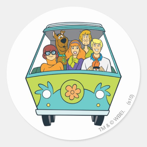 Scooby_Doo  The Gang Mystery Machine Classic Round Sticker
