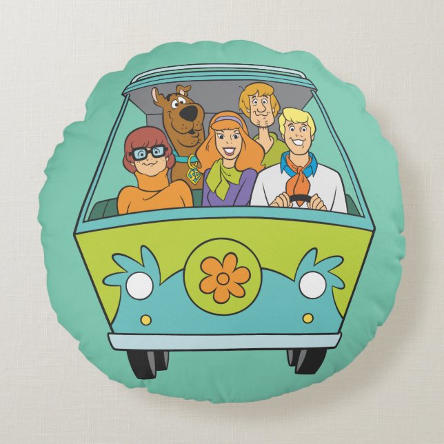 Scooby-Doo & The Gang Mystery Machine Round Pillow (Front)