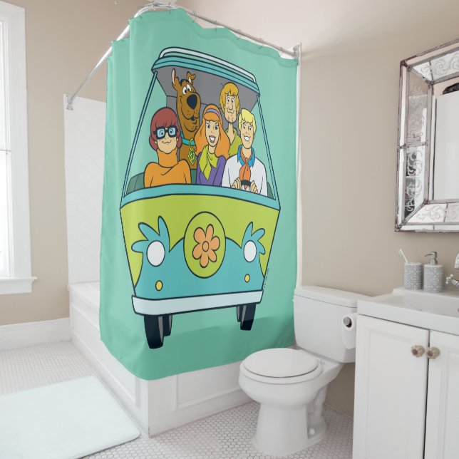 Scooby-Doo & The Gang Mystery Machine Shower Curtain (In Situ)