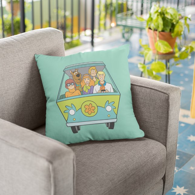 Scooby-Doo & The Gang Mystery Machine Throw Pillow (Creator Uploaded)