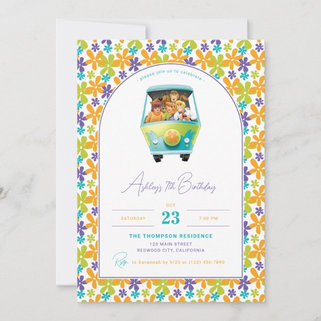 Scooby-Doo & The Mystery Machine Birthday Invitation (Front)
