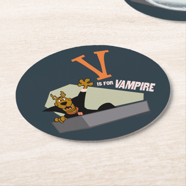 Scooby-Doo | V is for Vampire Round Paper Coaster (Angled)