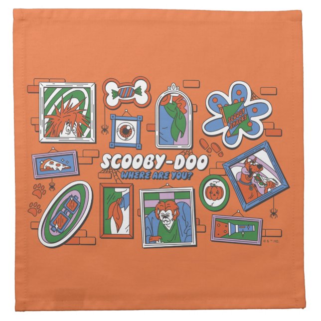 Scooby-Doo Wall of Halloween Picture Frames Cloth Napkin (Front)