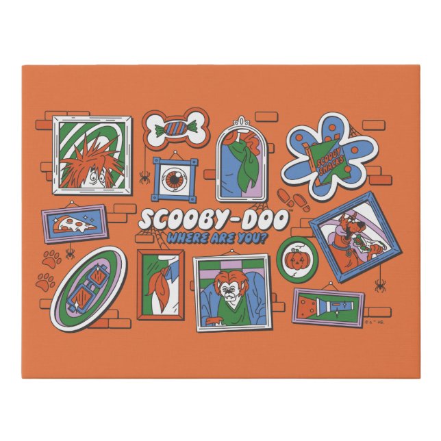 Scooby-Doo Wall of Halloween Picture Frames Faux Canvas Print (Front)