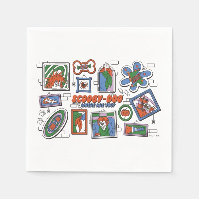 Scooby-Doo Wall of Halloween Picture Frames Napkins (Front)
