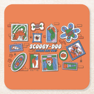 Scooby-Doo Wall of Halloween Picture Frames Square Paper Coaster