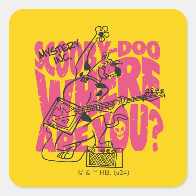 Scooby-Doo Where Are You Punk Guitar Riff Square Sticker (Front)