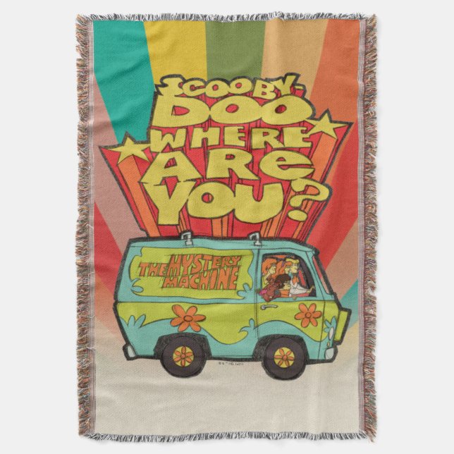 Scooby-Doo | "Where Are You?" Retro Cartoon Van Throw Blanket (Front Vertical)