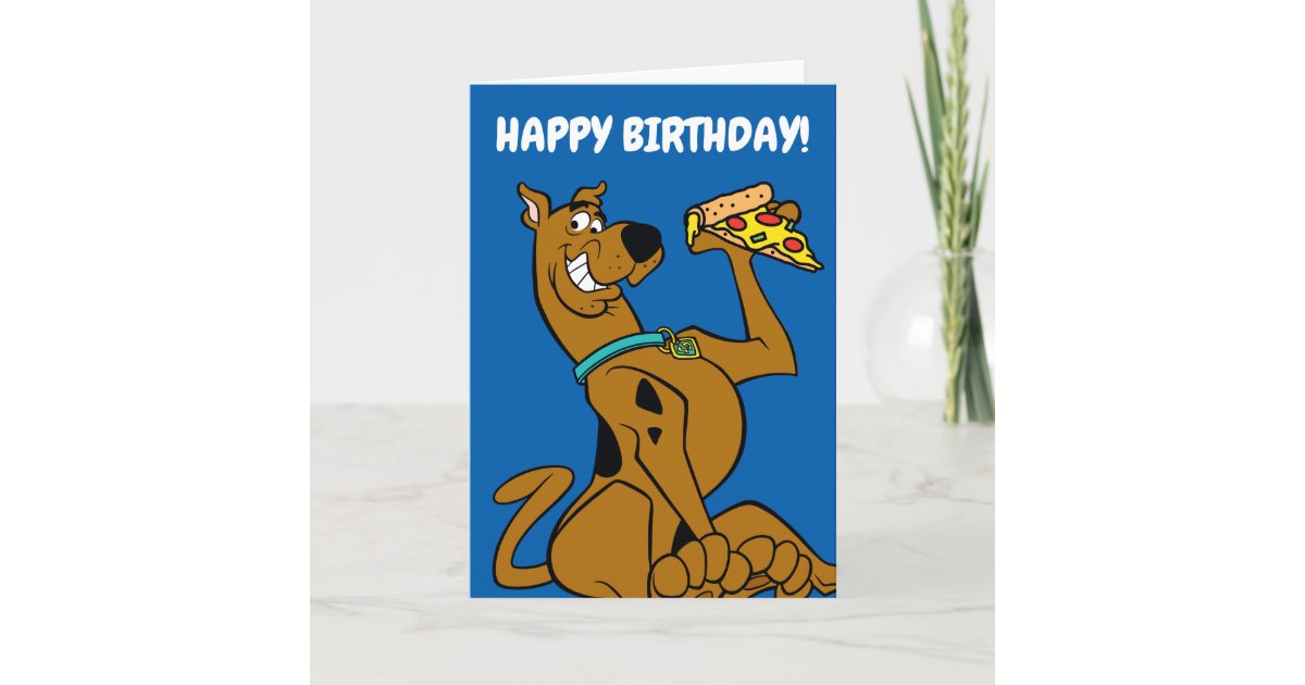 Scooby-Doo With Pizza Slice Card | Zazzle