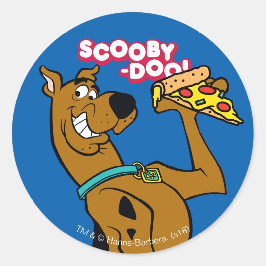 Scooby Doo With Pizza Slice Classic Round Sticker 9047