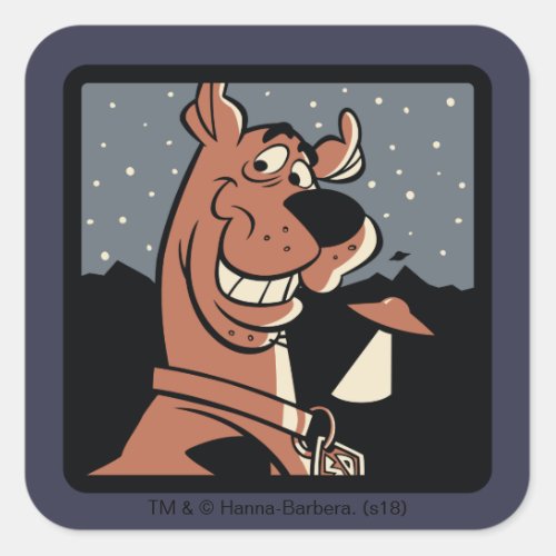 Scooby_Doo With UFO Square Sticker