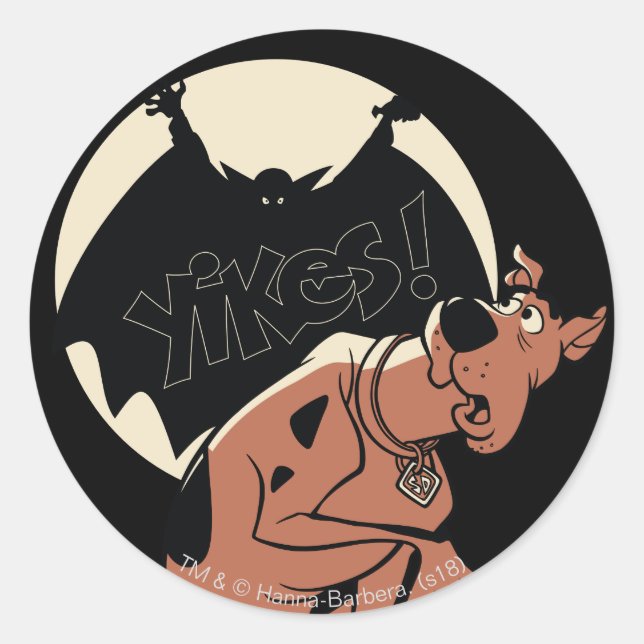Scooby-Doo "Yikes!" Vampire Shadow Classic Round Sticker (Front)