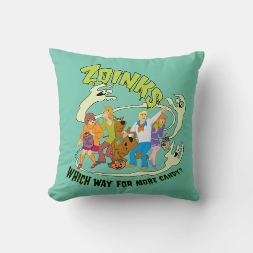 Scooby_Doo  Zoinks Which Way for More Candy Throw Pillow