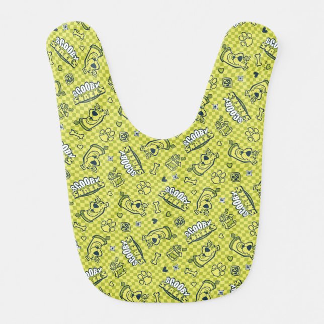 Scooby Snacks Galore Checker Pattern Baby Bib (Front)