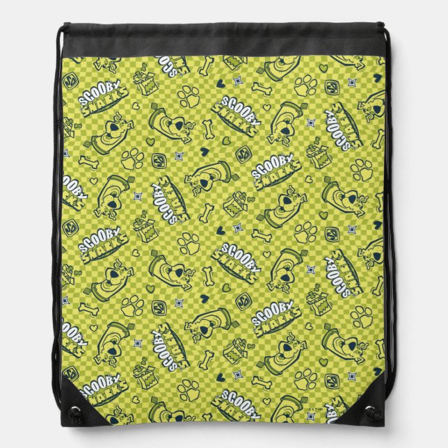 Scooby Snacks Galore Checker Pattern Drawstring Bag (Front)