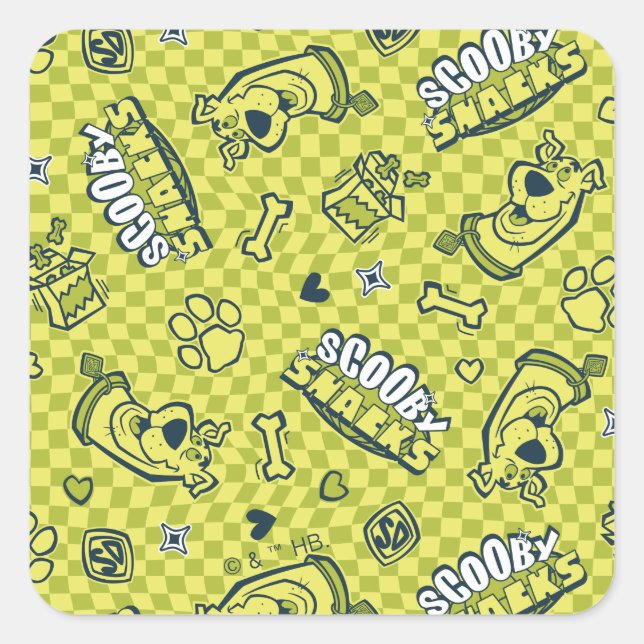 Scooby Snacks Galore Checker Pattern Square Sticker (Front)
