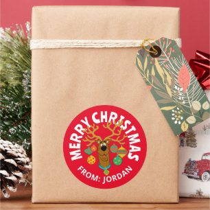 Scooby the Reindeer Merry Christmas Classic Round Sticker