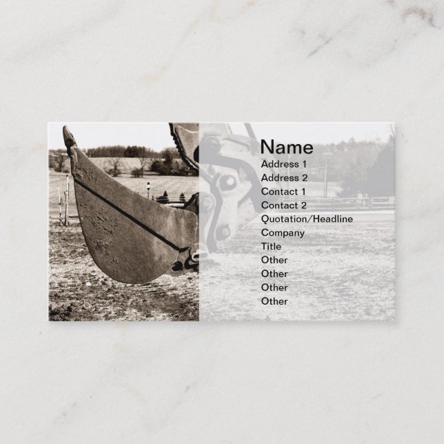 scoop for backhoe business card (Front)