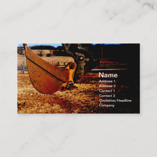 Customizable scoop for backhoe business card
