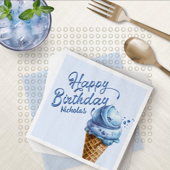 Scoop Ice Cream Boys Any Age Birthday Napkins (Creator Uploaded)