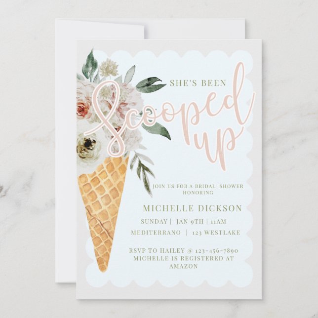 Scooped up, Bridal Shower, Bride,  Invitation (Front)