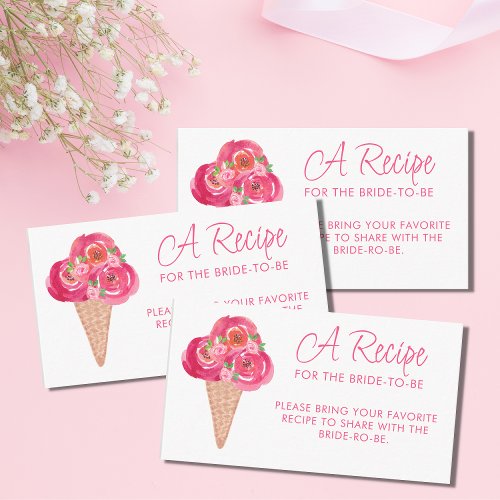 Scooped Up Bridal Shower Pink Share A Recipe  Enclosure Card