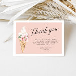 Scooped Up Bridal Shower Thank You Card<br><div class="desc">Retro inspired peachy pink bridal shower thank you card featuring a watercolor ice cream cone with flowers.</div>