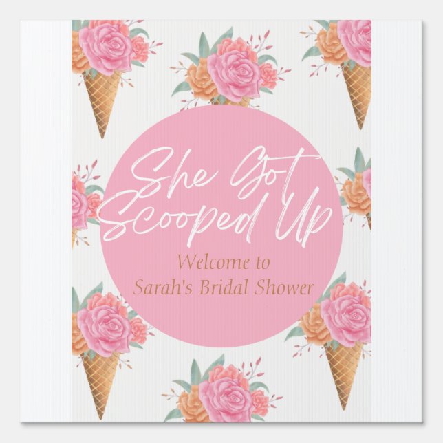 Scooped Up Bridal Shower Yard Sign (Front)