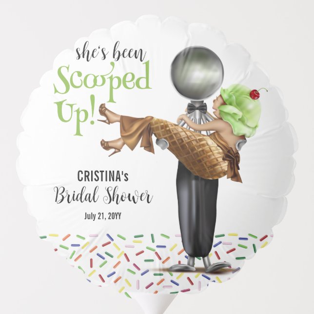 Scooped Up Chocolate Ice cream Bridal Shower Balloon (Back)