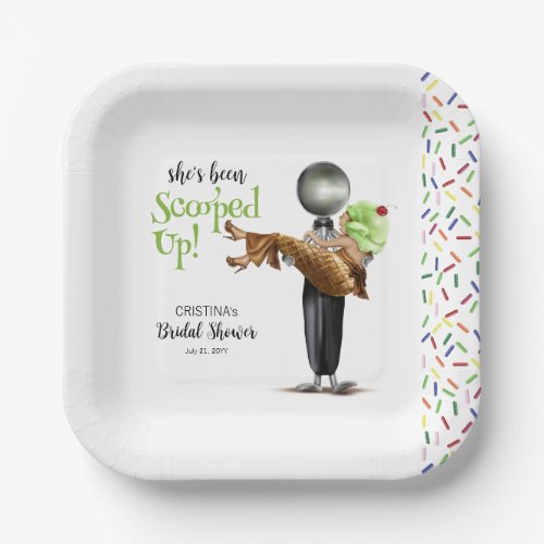 Scooped Up Chocolate Ice cream Bridal Shower Paper Plates