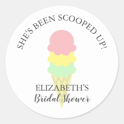 Scooped Up Ice Cream Bridal Shower Classic Round Sticker