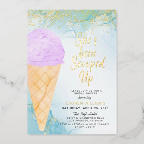 Scooped Up Ice Cream Bridal Shower Foil Invitation