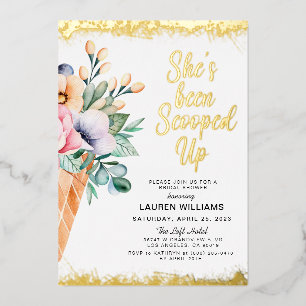 Scooped Up Ice Cream Bridal Shower Foil Invitation