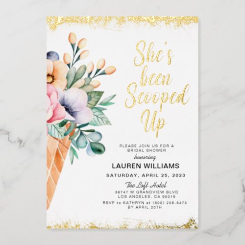 Scooped Up Ice Cream Bridal Shower Foil Invitation