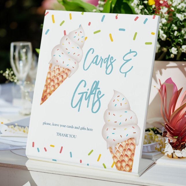 Scooped up ice cream bridal shower gifts sign (Scooped up ice cream bridal shower gifts table sign summer bridal shower table decor )