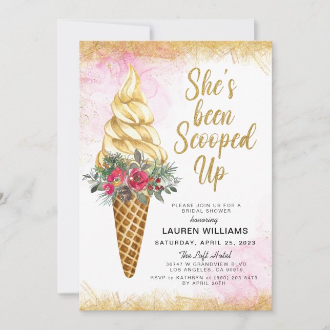 Scooped Up Ice Cream Bridal Shower Invitation (Front)