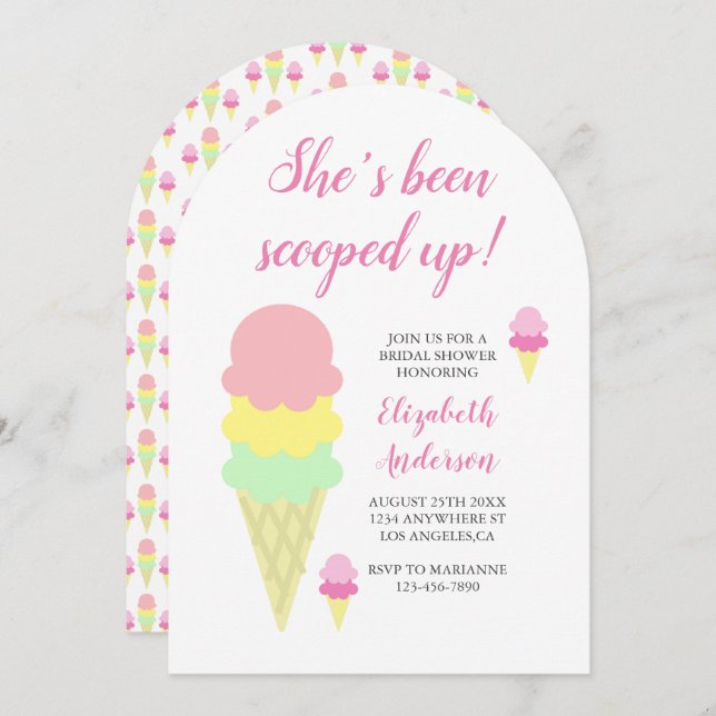 Scooped Up Ice Cream Bridal Shower Invitation (Front/Back)