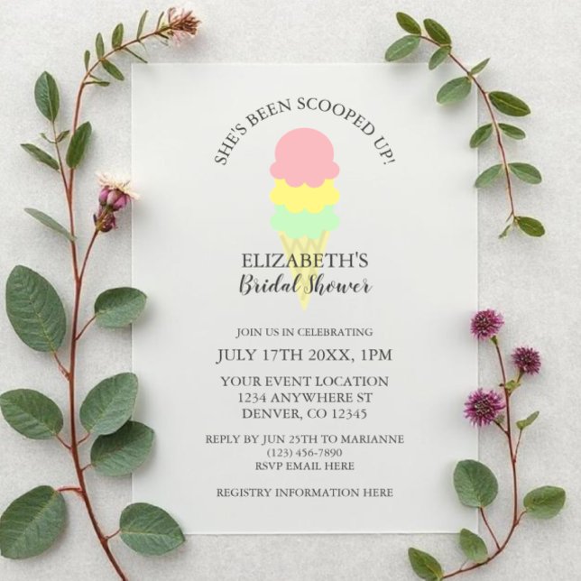 Scooped Up Ice Cream Bridal Shower Invitation (Creator Uploaded)