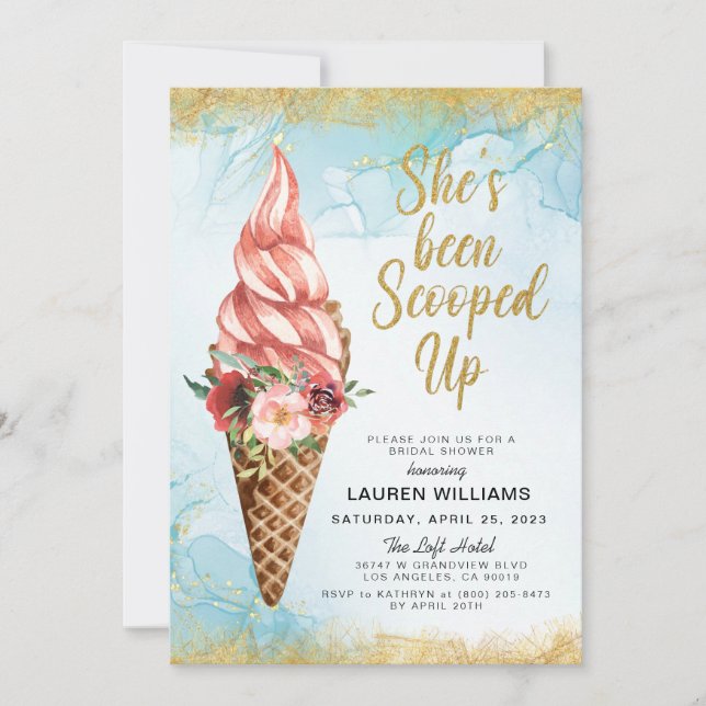 Scooped Up Ice Cream Bridal Shower Invitation (Front)
