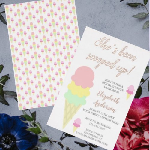 Scooped Up Ice Cream Bridal Shower Invitation Foil Invitation