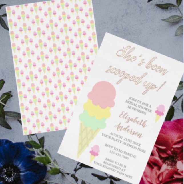 Scooped Up Ice Cream Bridal Shower Invitation Foil Invitation (Creator Uploaded)