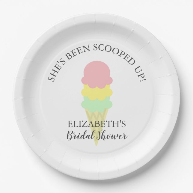 Scooped Up Ice Cream Bridal Shower Paper Plates (Front)